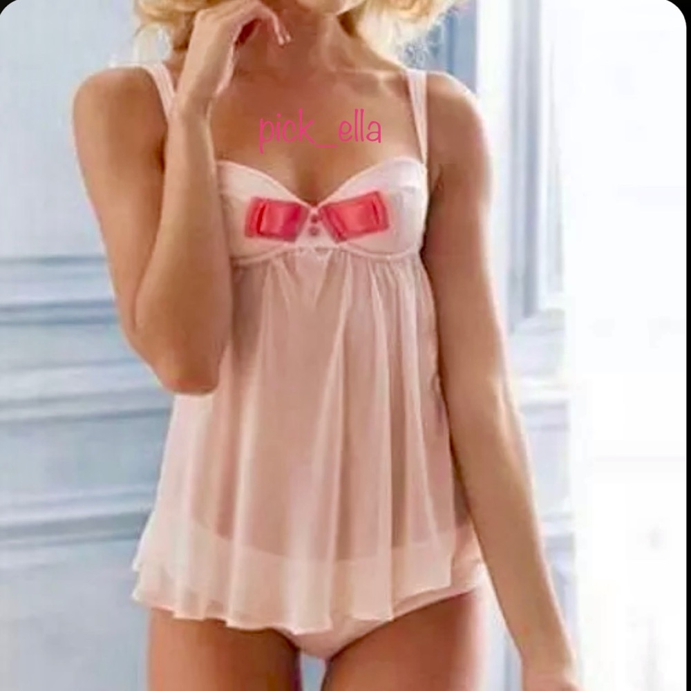 36B 36C VS Victoria’s Secret Sexy Little Things BOW Chemise Lingerie Slip Dress
